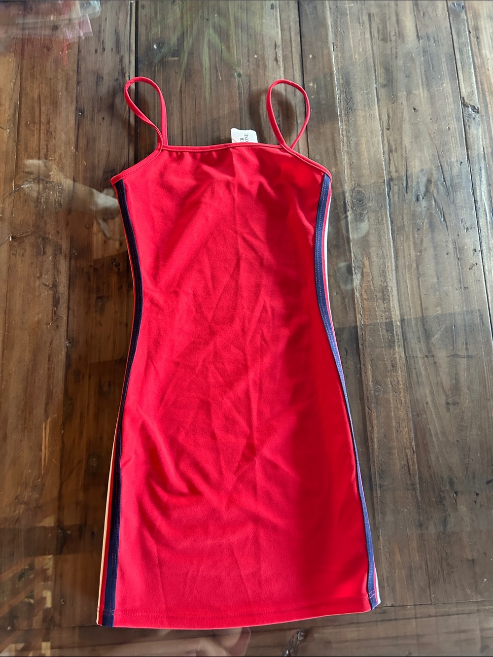 Forever 21 Red Spaghetti Strap Bodycon Dress with Contrast Side Trim